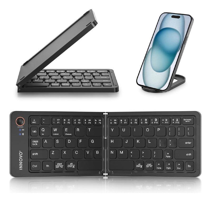 Teclado Plegable Portable Bluetooth + Soporte Giratorio Celular