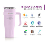 Termo Acero Inoxidable 900Ml Premium Sitarayuri Doble Boquilla Frio/Calor Coffee Rosado