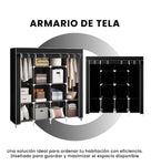 Closet Organizador De Ropa Plegable Armable 4 Puertas Tela Negro