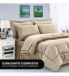 Edredon Microfibra Para Cama Queen Tela Suave Beige