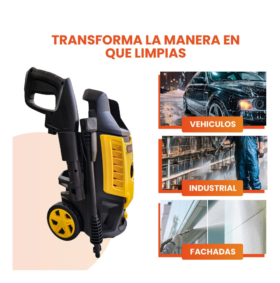 Hidrolavadora De Alta Potencia Fixman 1400W 1650 Psi Alta Presion