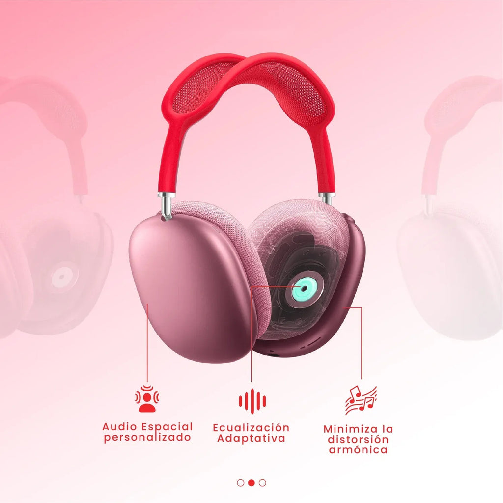 Audifonos Airpods Max 1.1 Replica Magnetica Full Sonido Bluetooth Estuche Rojo