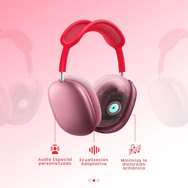 Audifonos Airpods Max 1.1 Replica Magnetica Full Sonido Bluetooth Estuche Rojo