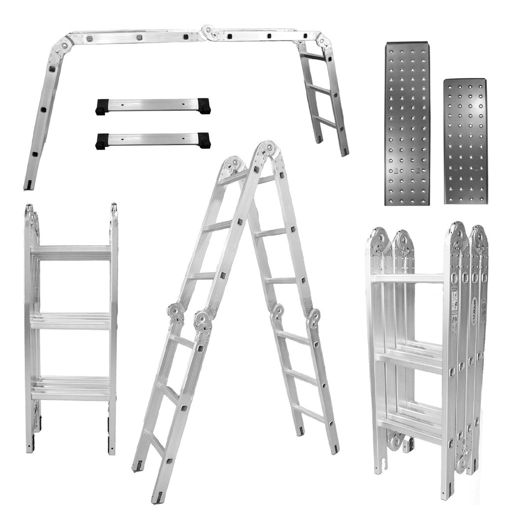 Escalera Todo En 1 Multifuncion 12 Pasos Ajustable Innovo Resiste 150 Kilos Multifuncional