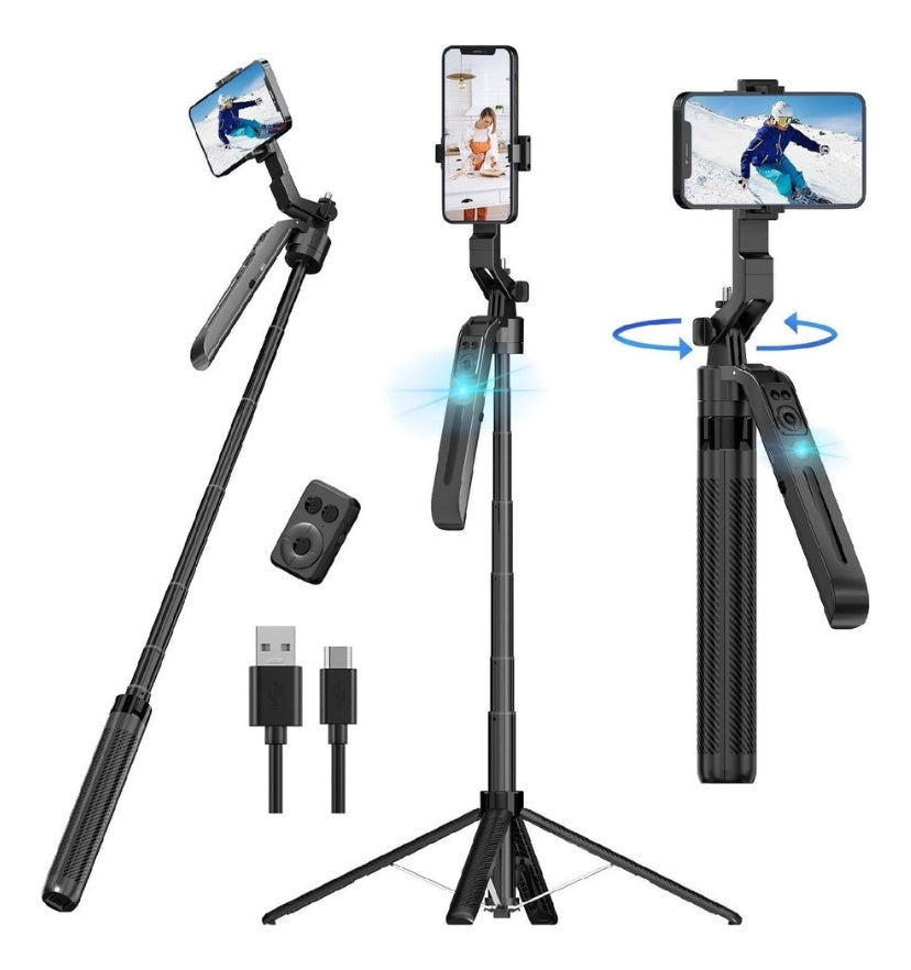 Palo Selfie Tripode Inteligencia Artificial 180 Cm Bluetooth + Aluminio Con Estuche Control Remoto