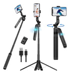 Palo Selfie Tripode Inteligencia Artificial 180 Cm Bluetooth + Aluminio Con Estuche Control Remoto