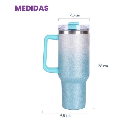 Vaso Termo Acero Inoxidable Diseno Brillantes 1.2 L Pitillo Calor Y Frio Innovo Flask
