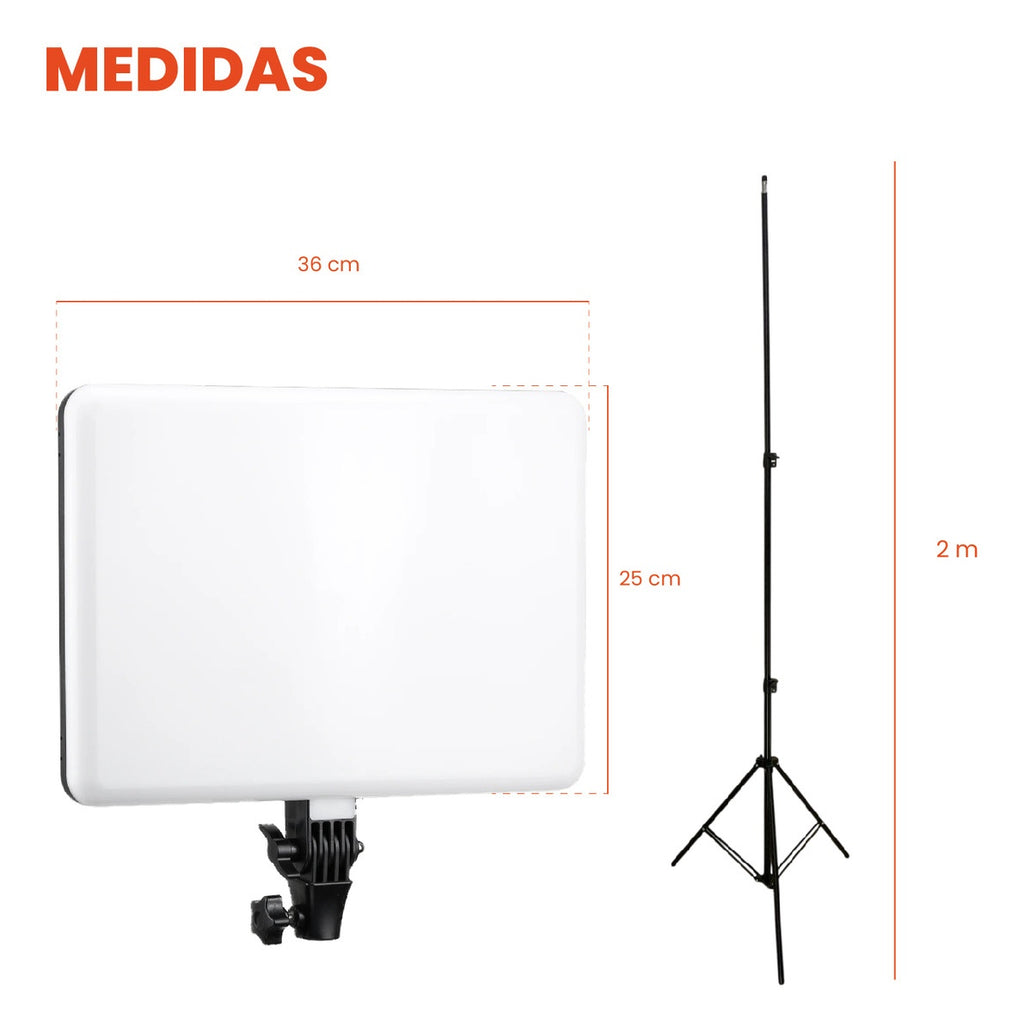 Panel De Luz Profesional Fotografia Con Tripode Ajustable Control Remoto 36 X 25 Cm