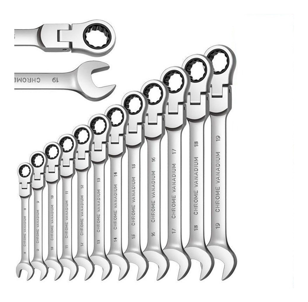 Juego De Llaves Con Rache Chrome En Acero 12 Piezas