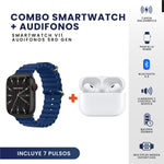 Reloj Smartwatch V11 Classic Suit Sport 7 Pulsos Oscuros Con Audifonos