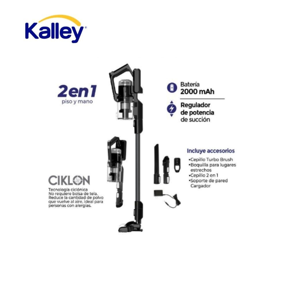 Aspiradora Inalambrica Kalley 2 En 1 Piso Y Mano Potente Ciclonica