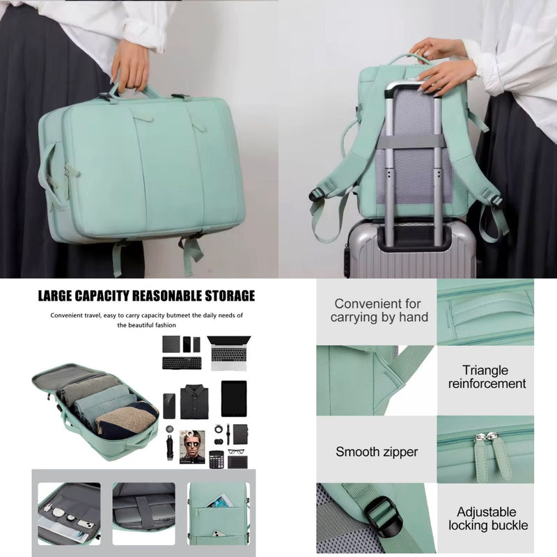 Maleta Morral Para Laptop Puerto Usb Viajero Practico Semi Impermeable Amaz Green