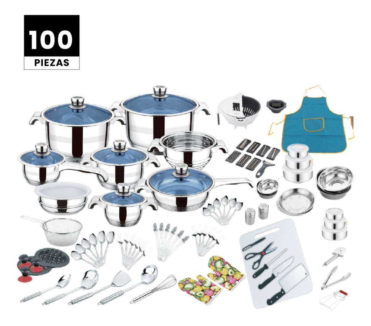Juego De Ollas 100 Piezas Acero Quirurgico Inoxidable Utensilios Cocina Infaltables Cook Ware