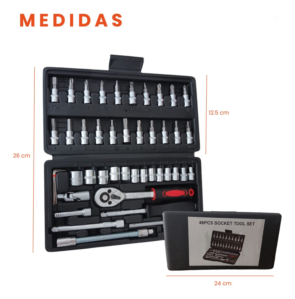 Juego De Copas Rache Puntas Extensor Estuche 46 Piezas Innovo