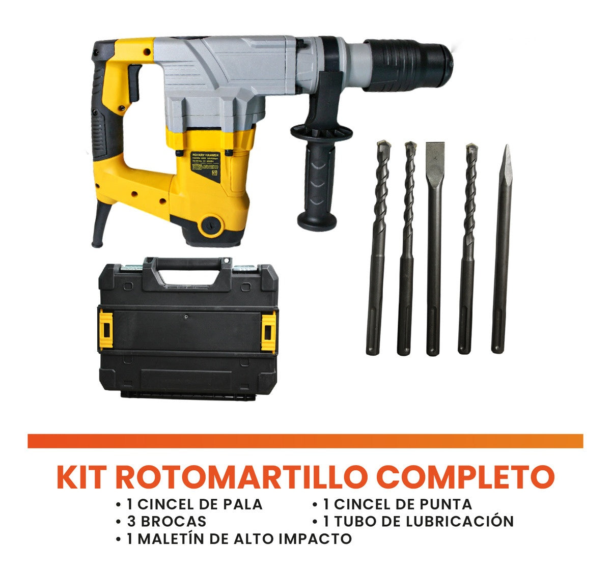 Rotomartillo Profesional Trabajo Pesado Estuche 1050W Accesorios