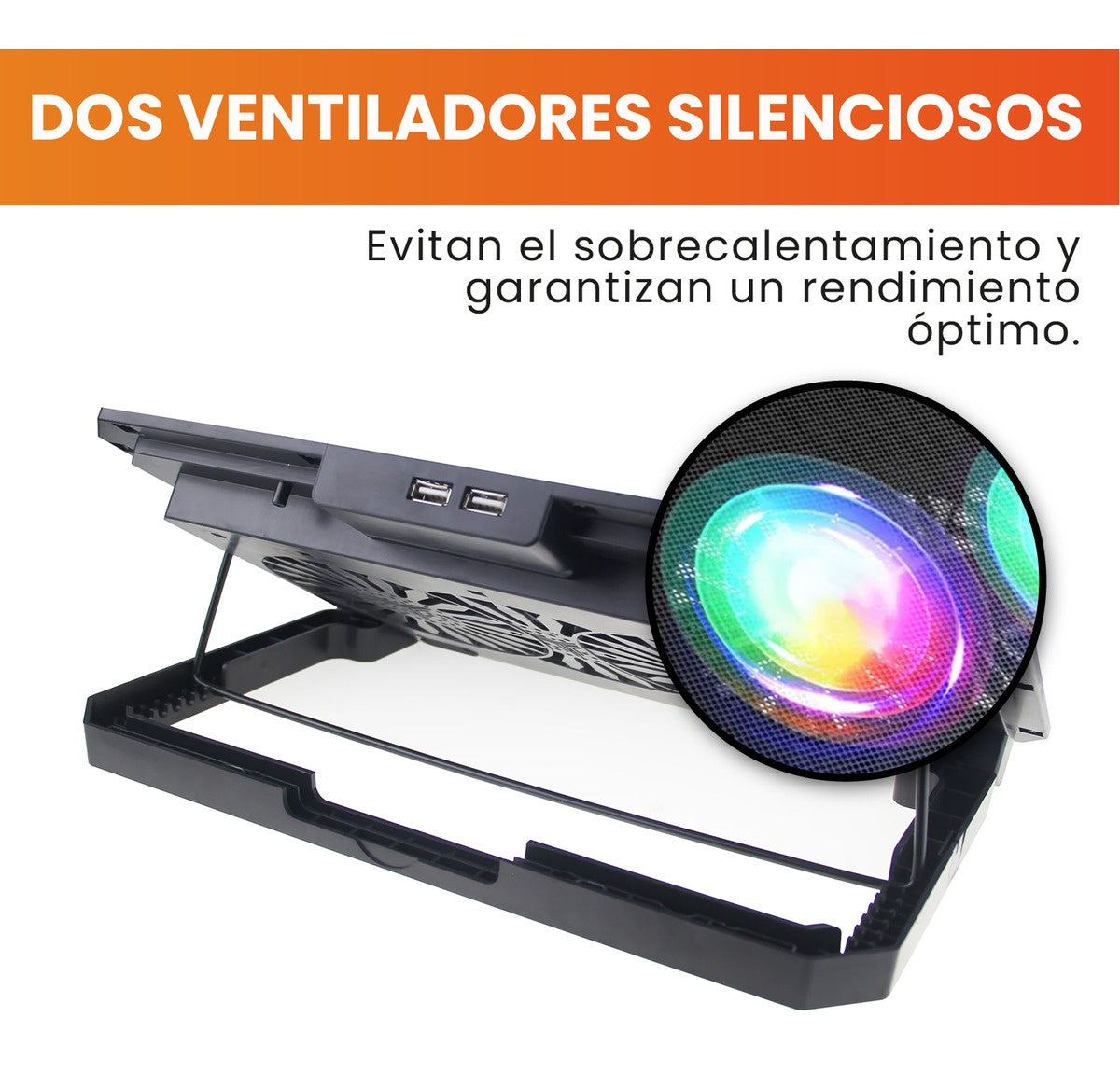 Base Refrigerante Doble Ventilador Soporte Para Computador Laptop Hasta 18>> Ajustable