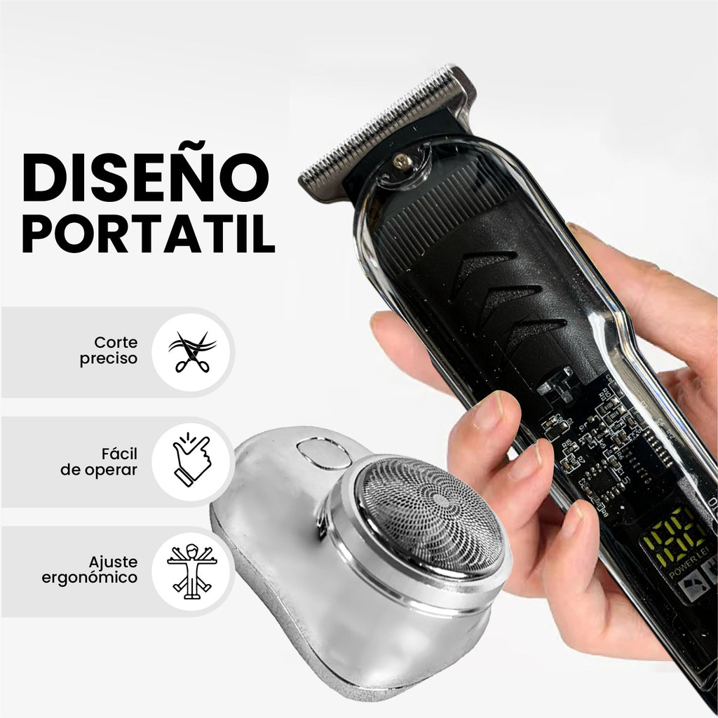 Afeitadora Electrica Inalambrica + Mini Shaver De Regalo + Estuche De Viaje