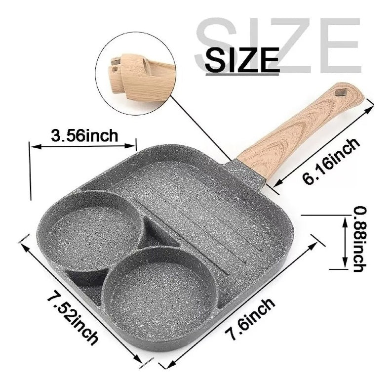 Sarten Antiadherente Multiuso 3 En 1 Para Huevos Carne Small