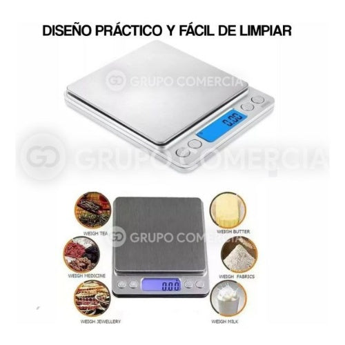 Bascula Gramera Portable Metalica Digital Hasta 2000 Gramos