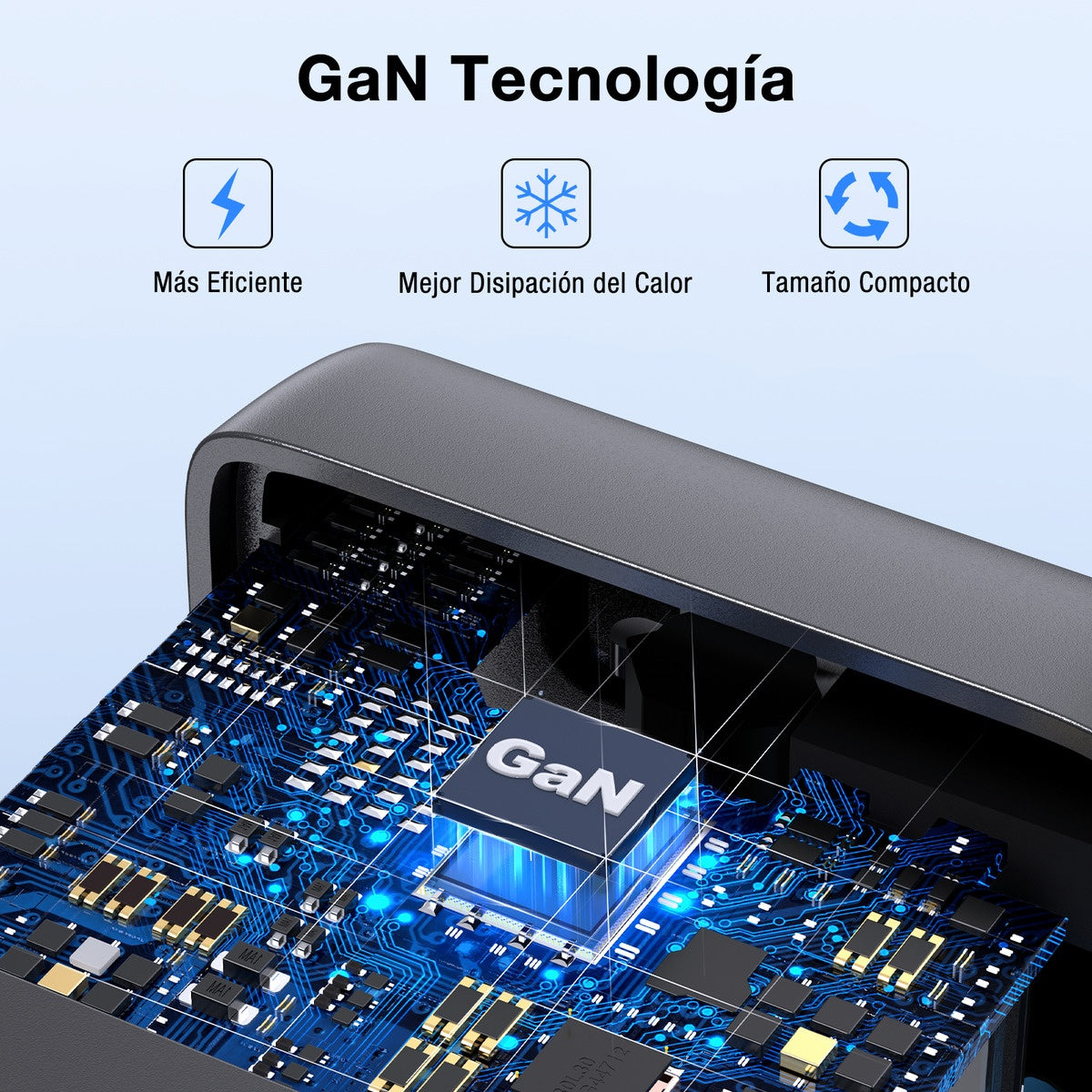 Cargador Tipo C 65W Gan 3 En 1 Carga Rapida Marca 1Hora