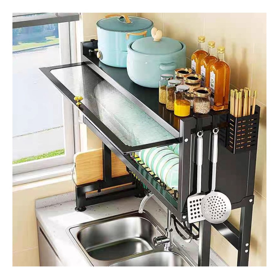 Combo Escurridor Puerta + Set Utensilios X12 + Set X6 Cuchillos Negros