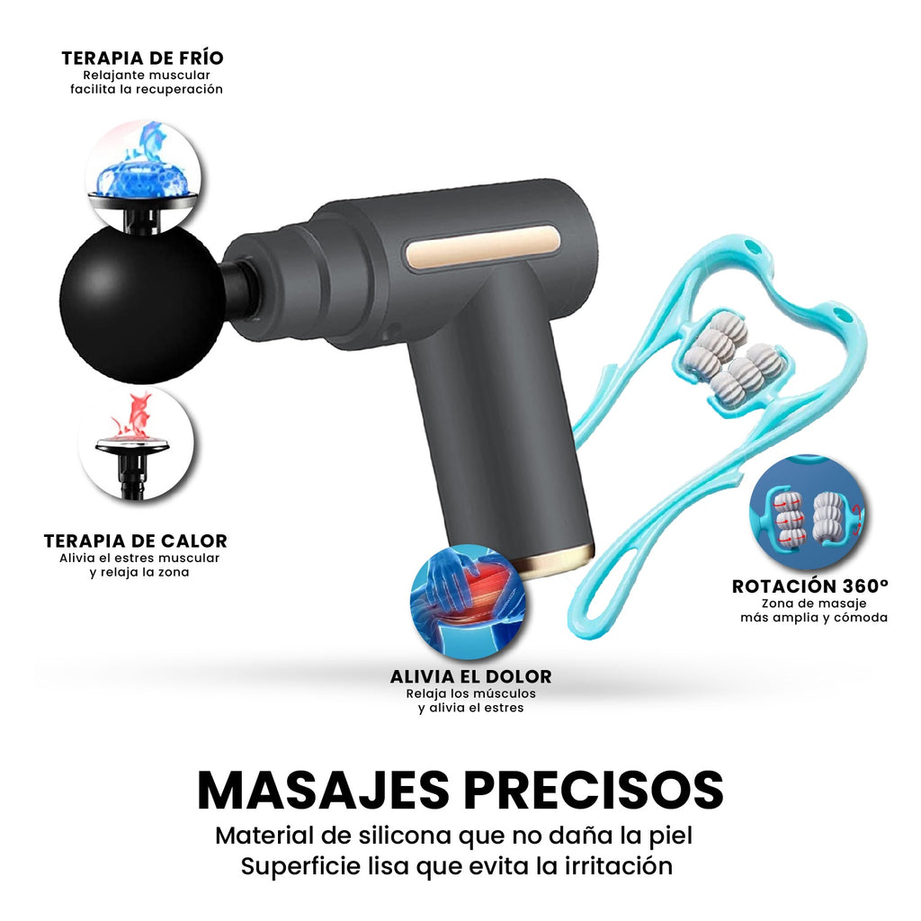 Pistola Masajeadora Recargable Relajante Anti Estres Con Masajeador Manual