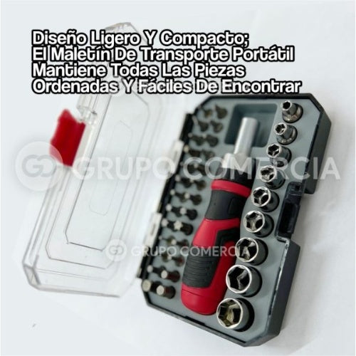 Kit Destornillador Con Copas Rache Multifuncion 36 Piezas