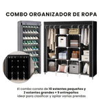 Combo Armario Organizador De Ropa Extra Grande 4 Puertas Y Zapatero 9 Niveles