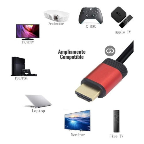 Cable 5 Metros Hdtv/Hdmi 4K Full Hd Premium
