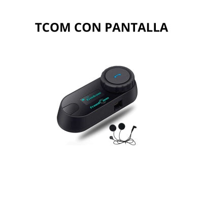 Intercomunicador Bluetooth Tcom Con Pantalla Para Moto, Impermeable Y Con Radio Fm