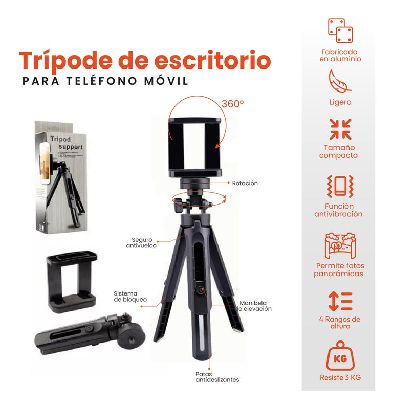 Mini Tripode De Escritorio Ajustable De Bolsillo Universal