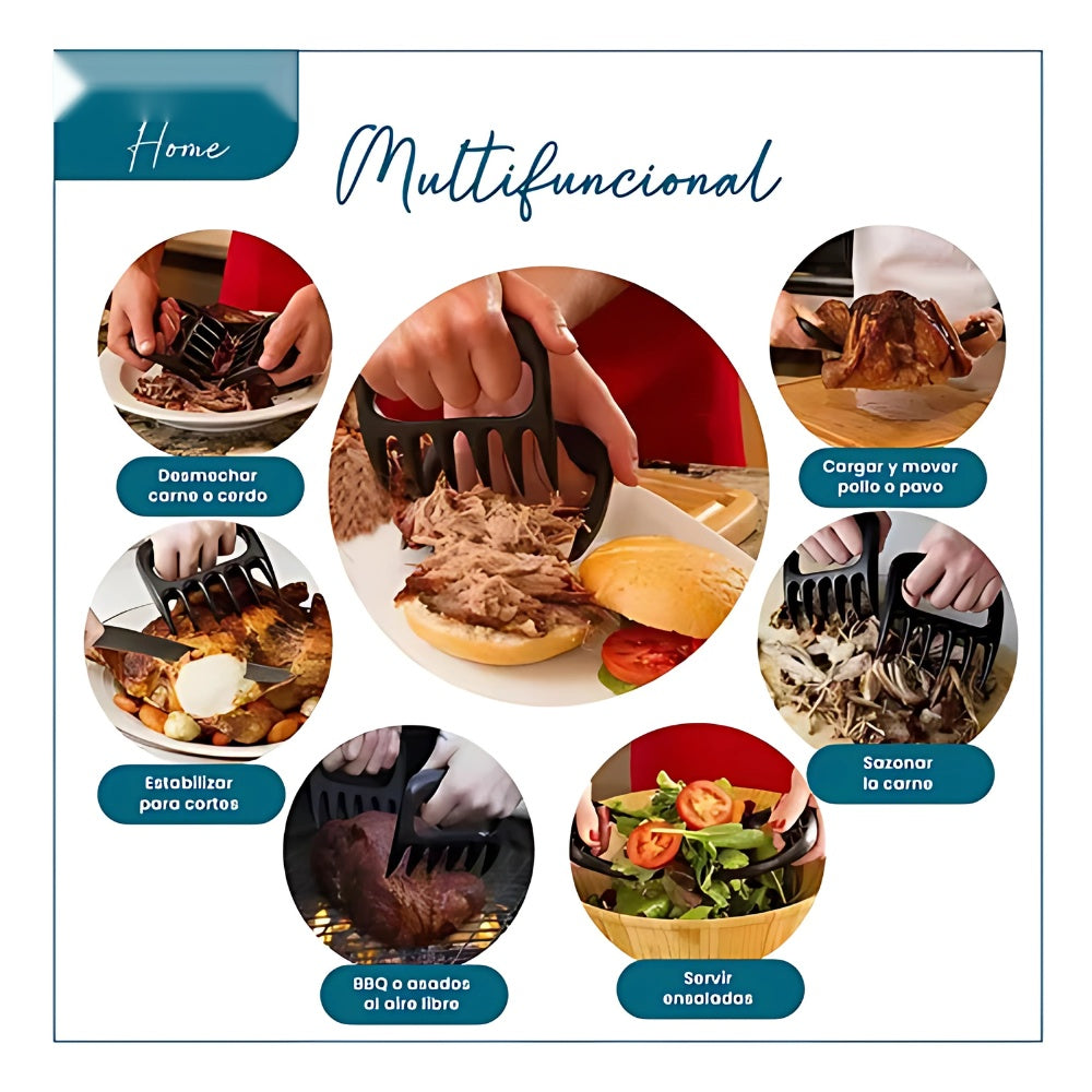 Combo Utensilios Asado X29 Piezas + Set X6 Cuchillos Negros + Obsequio 2 Garras De Oso