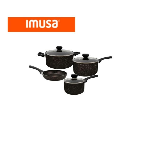Bateria De Cocina Imusa Antiadherente 7 Piezas Con Tapa De Vidrio