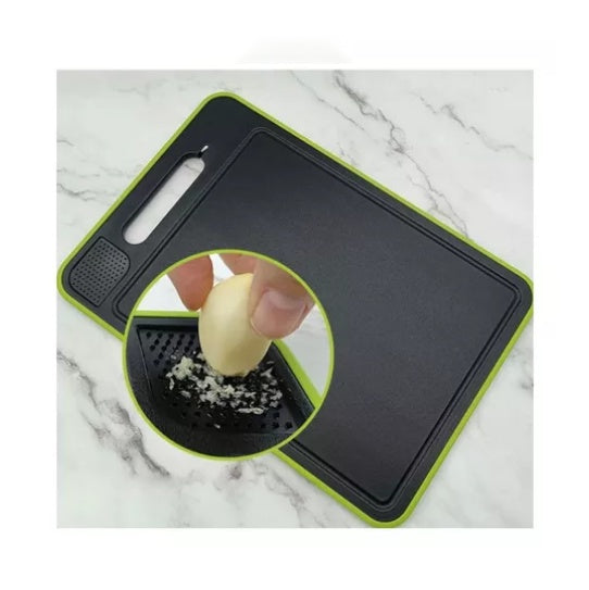 Combo Platero Escurridor Mangos Madera + Tabla Picar Descongela Carne + Set Utensilios X12