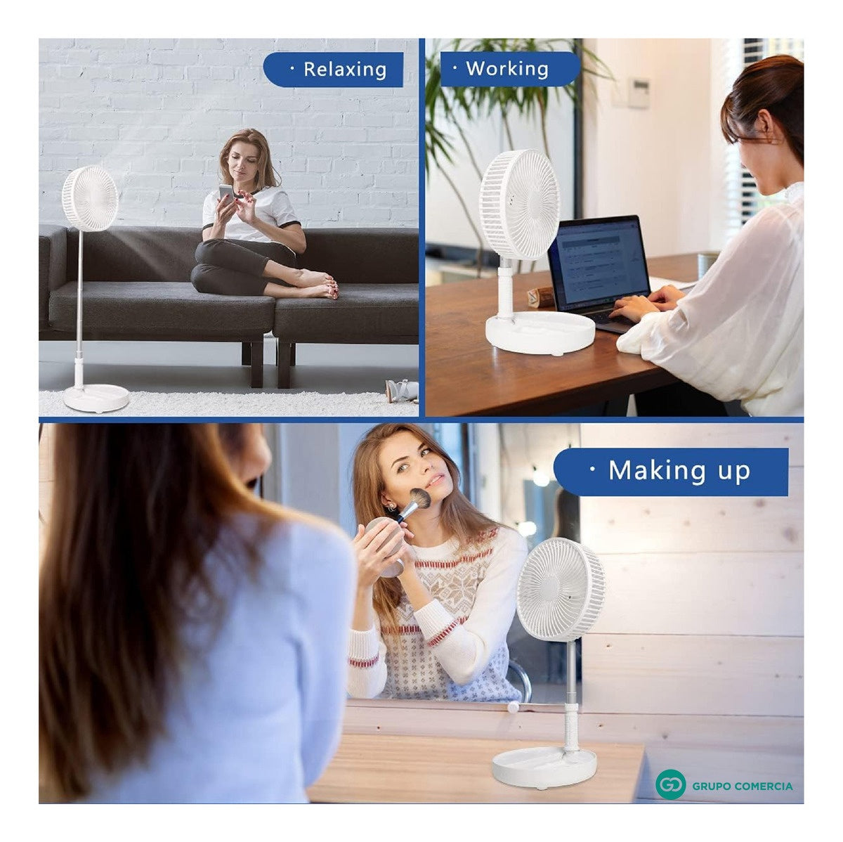 Mini Ventilador Con Base Ajustable De Altura Recargable