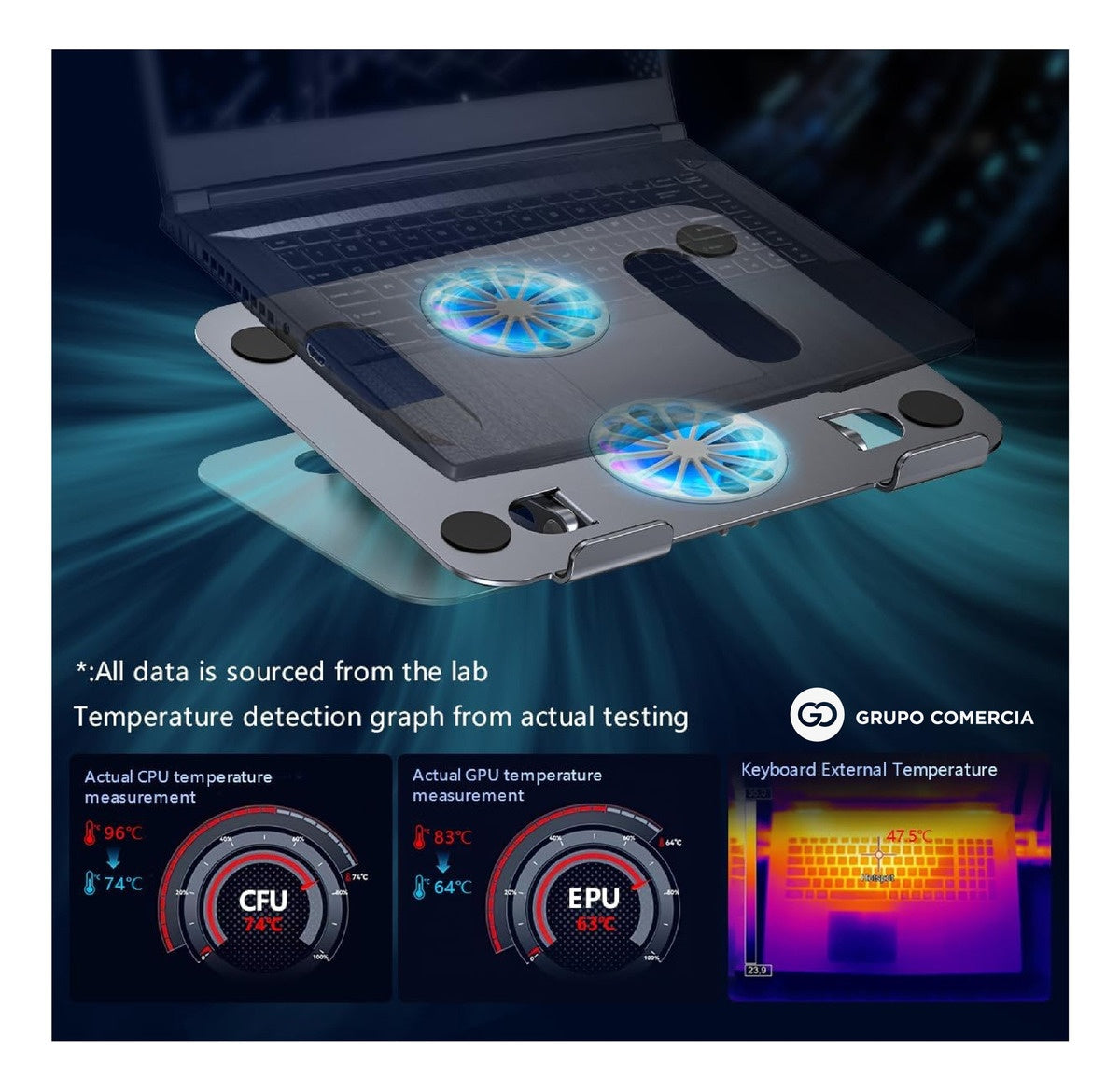 Base Para Pc Laptop Soporte Aluminio Ventilador Ajustable