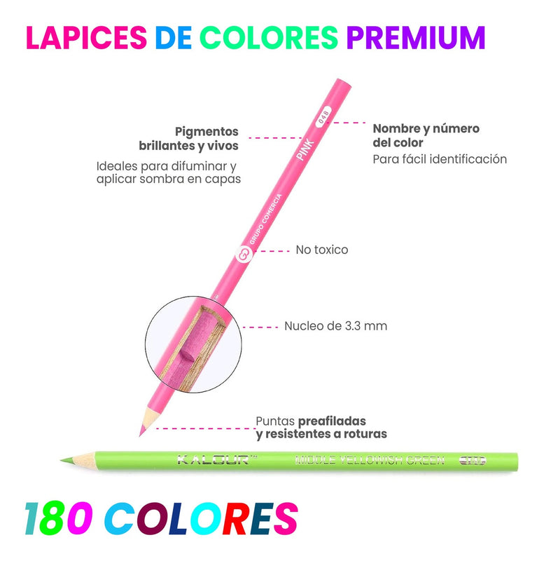 Kit De Lapices Colores Premium 180 Tonos Cromaticos Estuche
