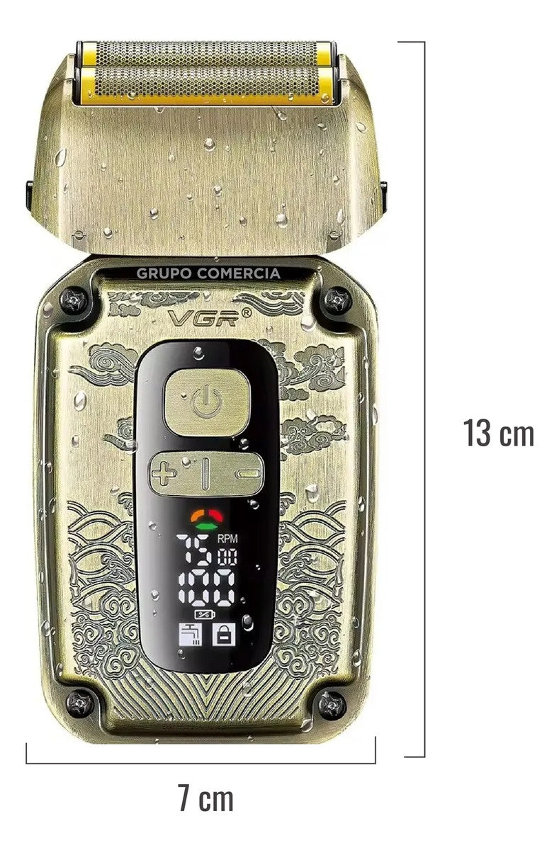 Afeitadora Electrica Trimmer Vgr V-337 Metal Ipx6 Dorado