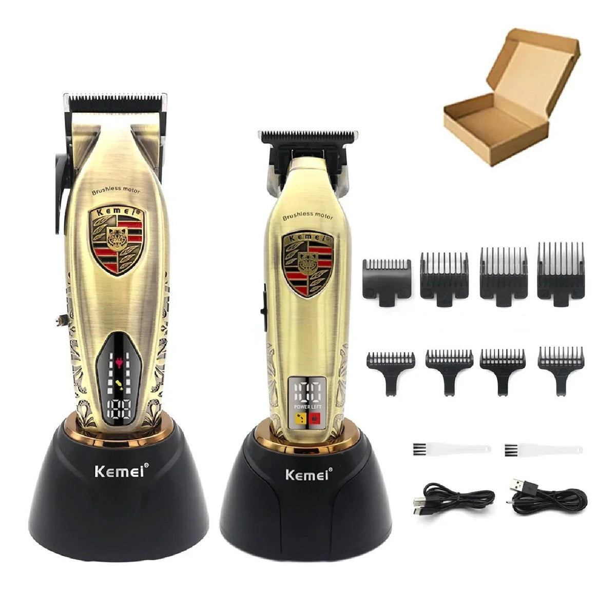 Duo Maquina Peluquera + Patillera Profesional Digital Kemei