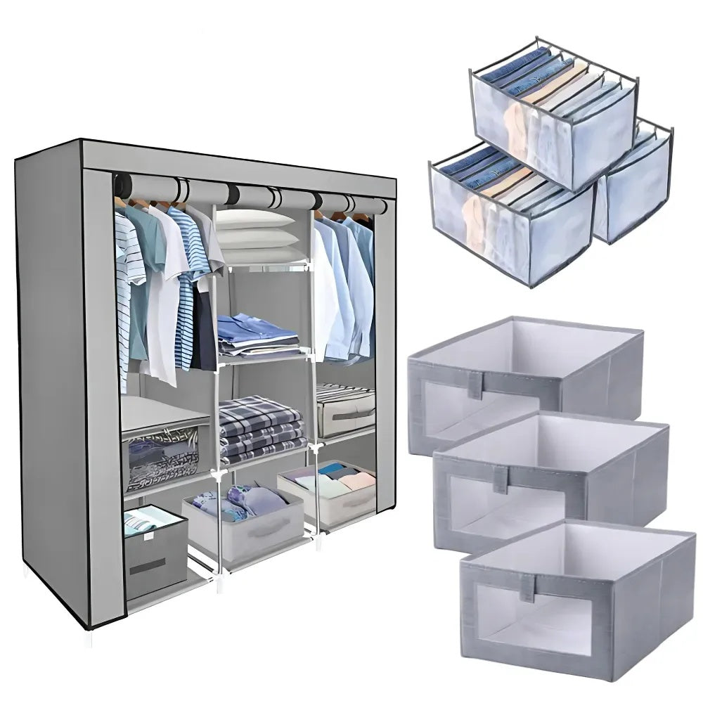 Combo Closet Armable + 3 Cajas Almacenadoras Jeans + 3 Organizadores Ropa Interior