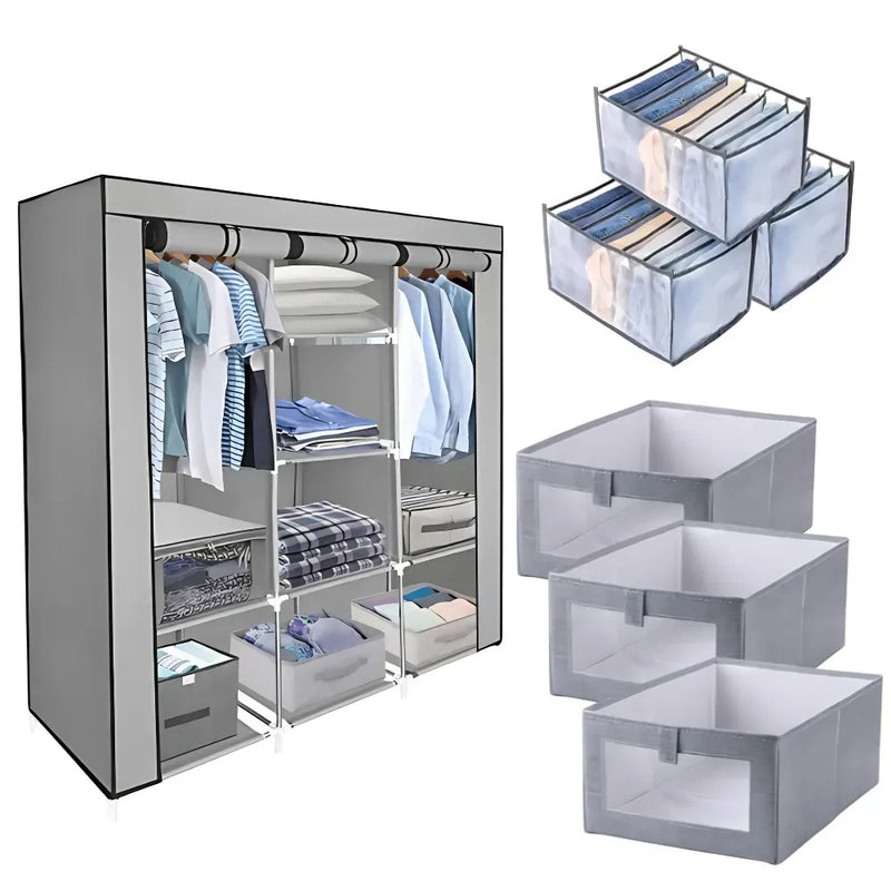 Combo Closet Armable + 3 Cajas Almacenadoras Jeans + 3 Organizadores Ropa Interior