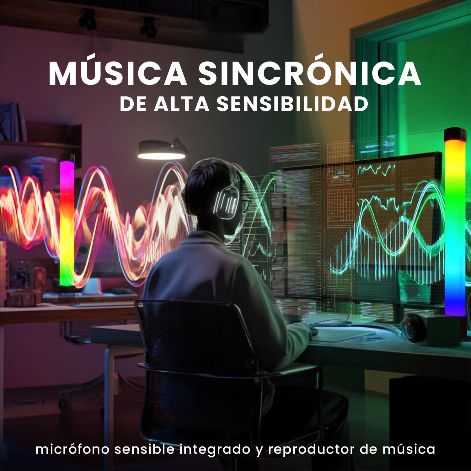 2 Barras Led De Luz Ambiente Multicolores Tv Sonidos Ritmica Con App Rgb Decoracion Innovo