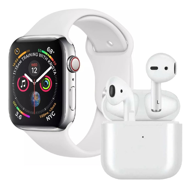Smartwatch Gr88 Doble Pulso Blanco Imantado Series 8 Sport Con Audifonos Recargables
