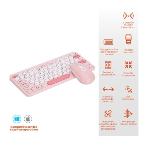 Combo Teclado Pc Mac Mouse Edicion Especial Pink Mikuso