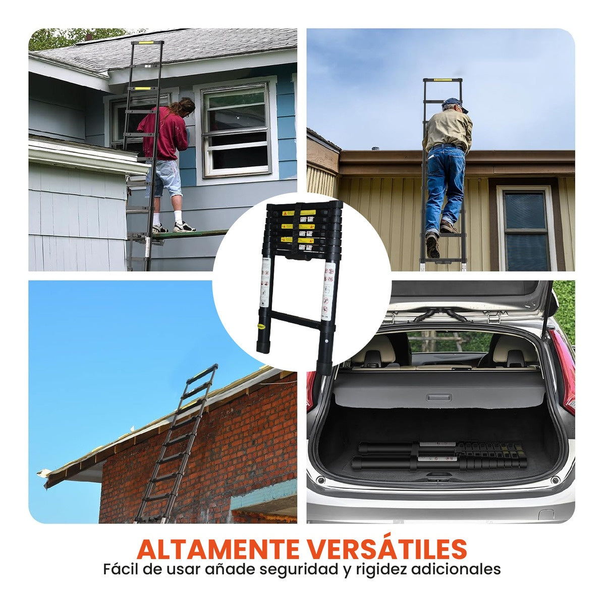 Escalera Telescopica 2.6 Metros Ajustable Aluminio Practica Innovo