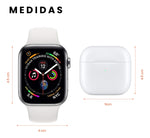 Smartwatch Gr88 Doble Pulso Blanco Imantado Series 8 Sport Con Audifonos Recargables