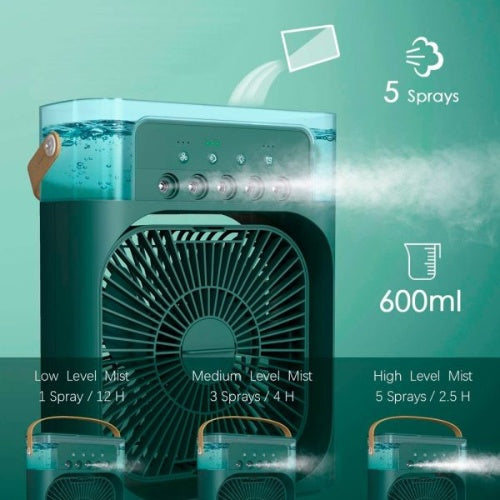 Ventilador Humidificador Con Luz Led Portatil 4 En 1
