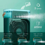 Ventilador Humidificador Con Luz Led Portatil 4 En 1