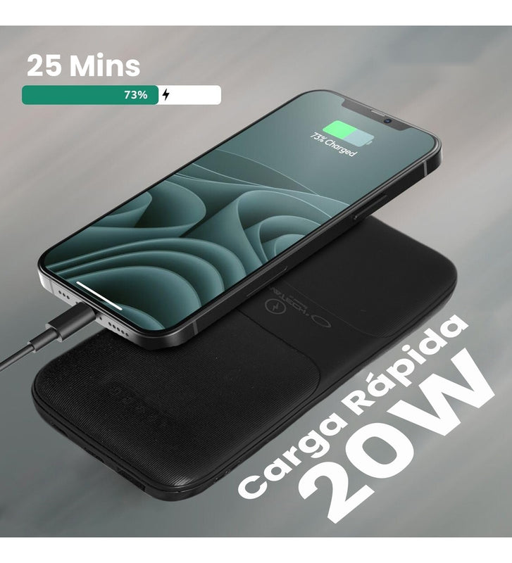 Power Bank Carga Inalambrica Y Cable 10.000Mah Carga Rapida