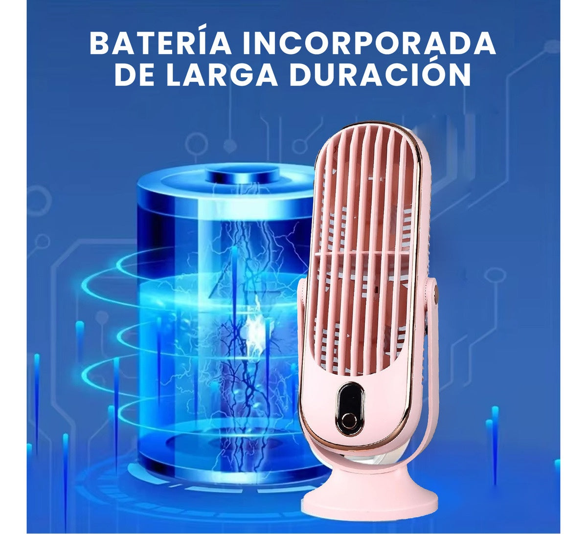 Ventilador Mesa Escritorio Digital 5 Velocidades Elegante Innovo Recargable Edicion Pink